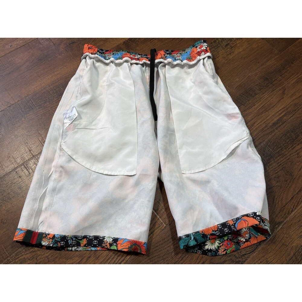 Gucci Men's Multicolor Floral Shorts 9" Inseam Pockets Elastic Drawstring - Picture 6 of 11